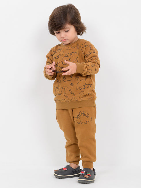 The Dinosaur Themed Fleece Suit (Toffee Brown)